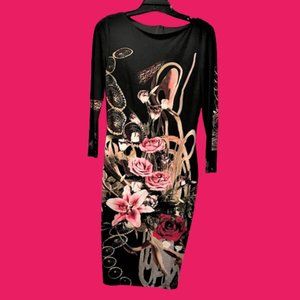 Joseph Ribkoff, floral sheath, 3/4 sleeve dress
